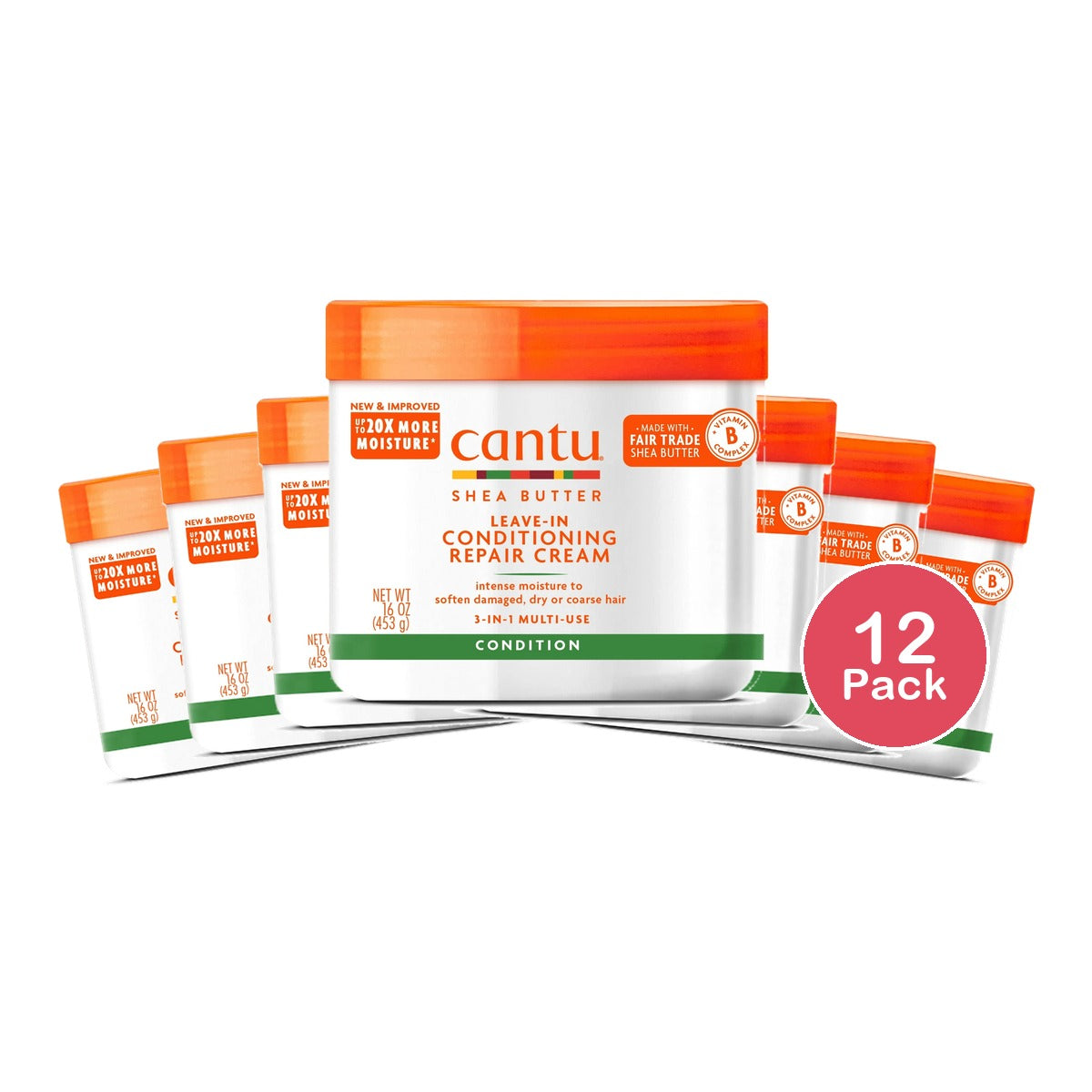 Cantu Shea Butter Leave-In Conditioning Repair Hair Cream - (Pack of 12) 16 Fl. Oz