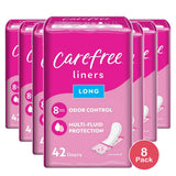 Carefree Acti-Fresh Body Shape Pantiliners Long To Go Unscented Liners 2.89oz (Pack of 8)