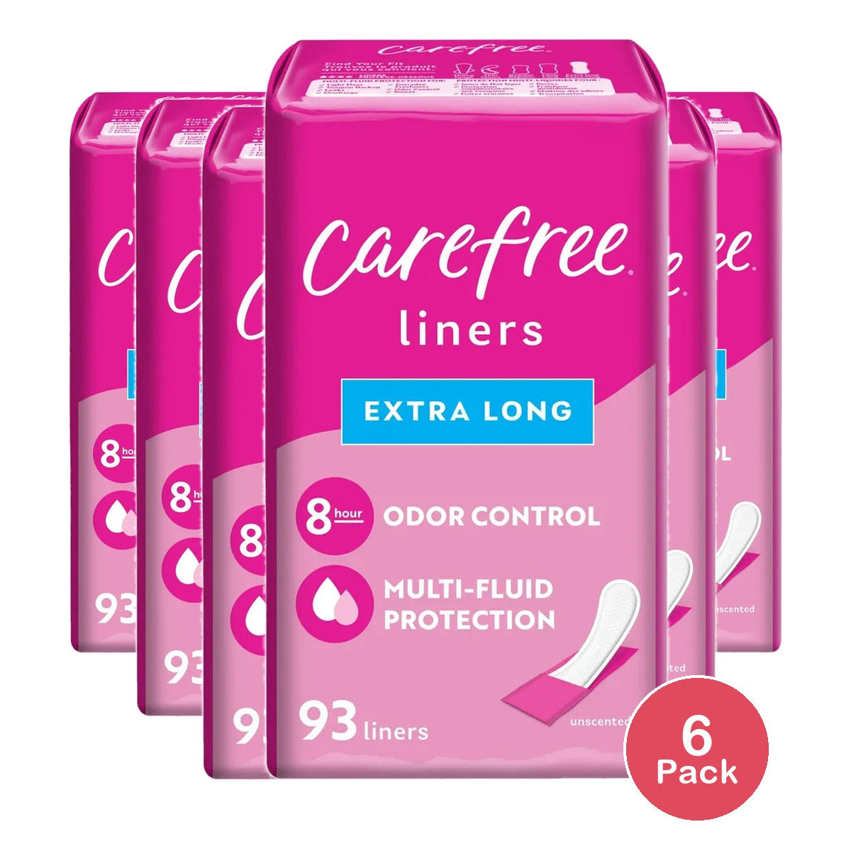 Carefree Acti Fresh Extra Long Daily Liners Unscented 8.47oz (Pack of 6)