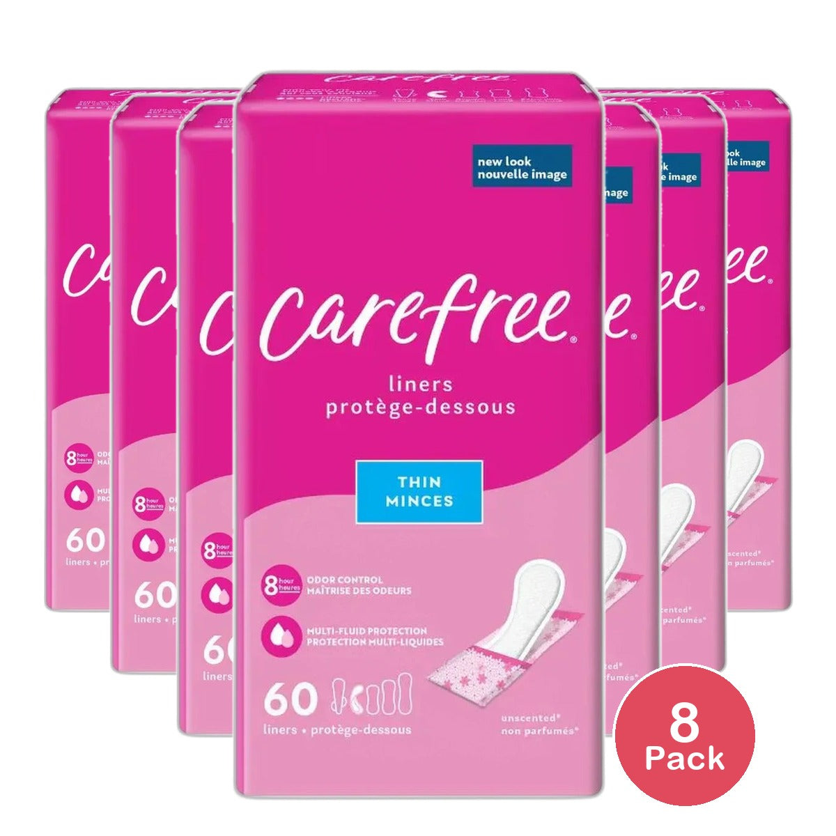 Carefree body shape thin unscented pads to go 10.86oz (Pack of 8)