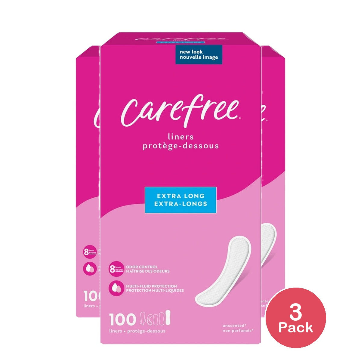 Carefree Unwrapped Unscented Panty Liners - (Pack of 3)