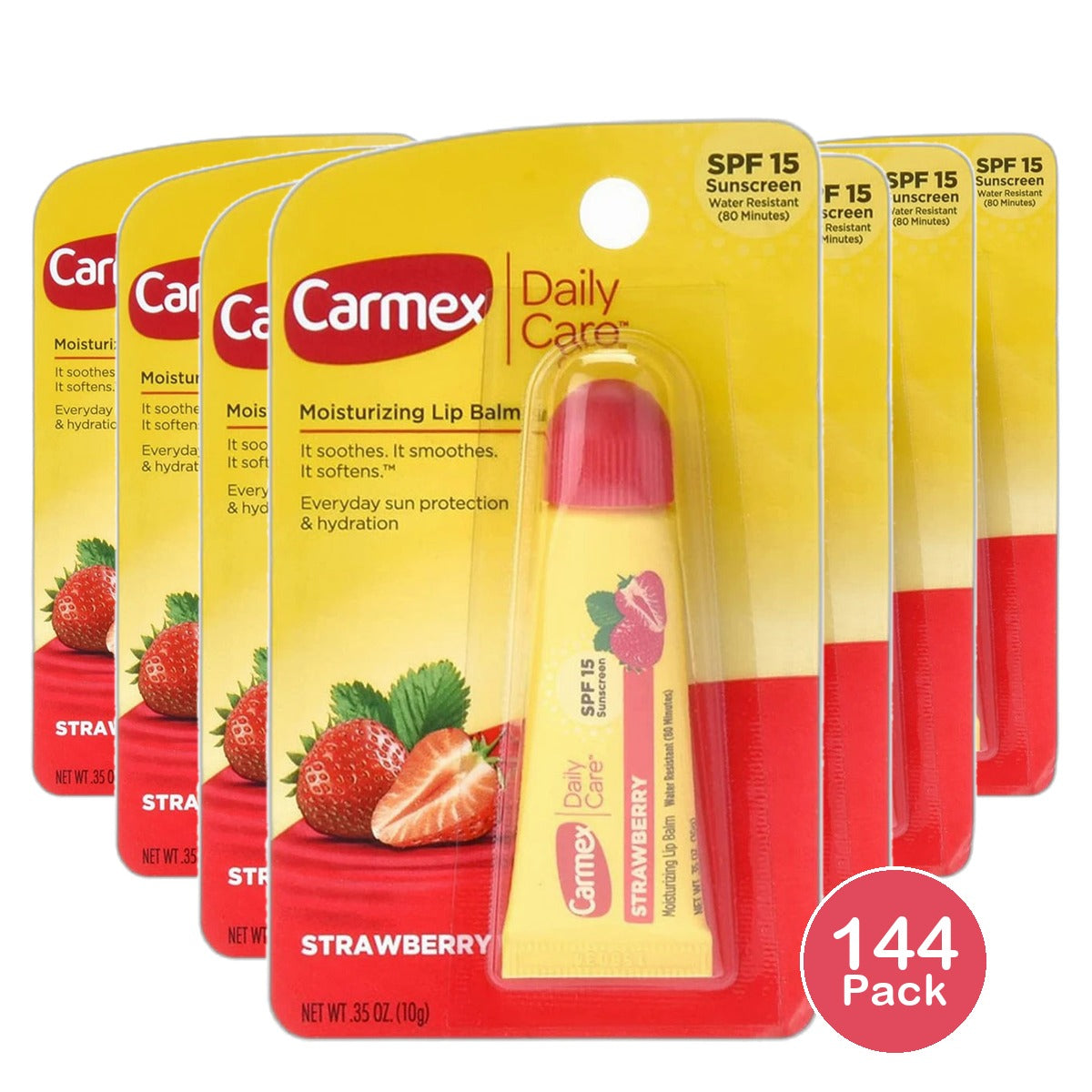 Carmex Daily Care Lip Balm Strawberry SPF 15 0.35Oz (Pack of 144)