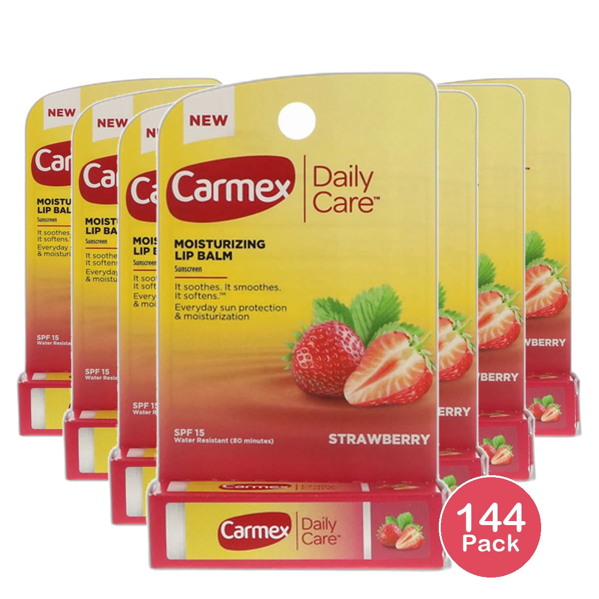 Carmex Moisturizing Strawberry Lip Balm Stick SPF15 0.35Oz (Pack of 144)