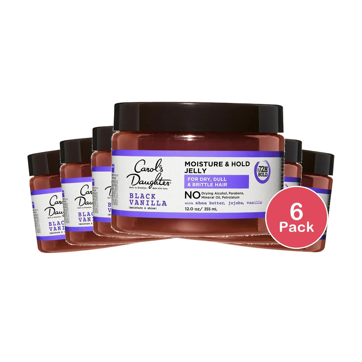 Carol's Daughter Black Vanilla Moisture and Hold Hair Styling Gel with Shea Butter 12 Oz (Pack of 6)