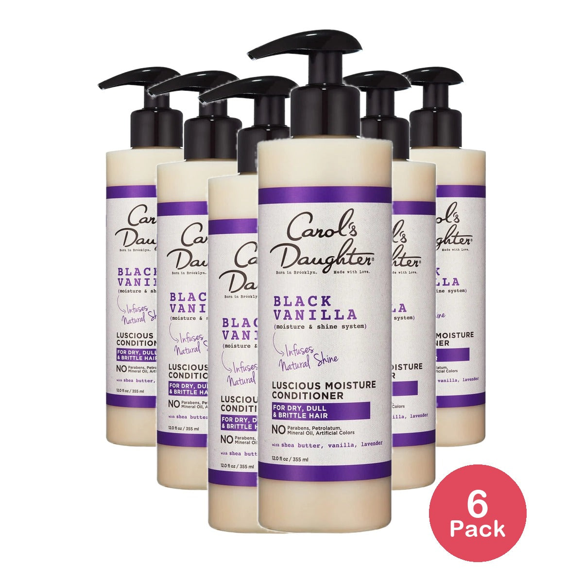Carol's Daughter Black Vanilla Moisturizing Conditioner for Dry Hair with Shea Butter,  12. Oz (Pack of 6)