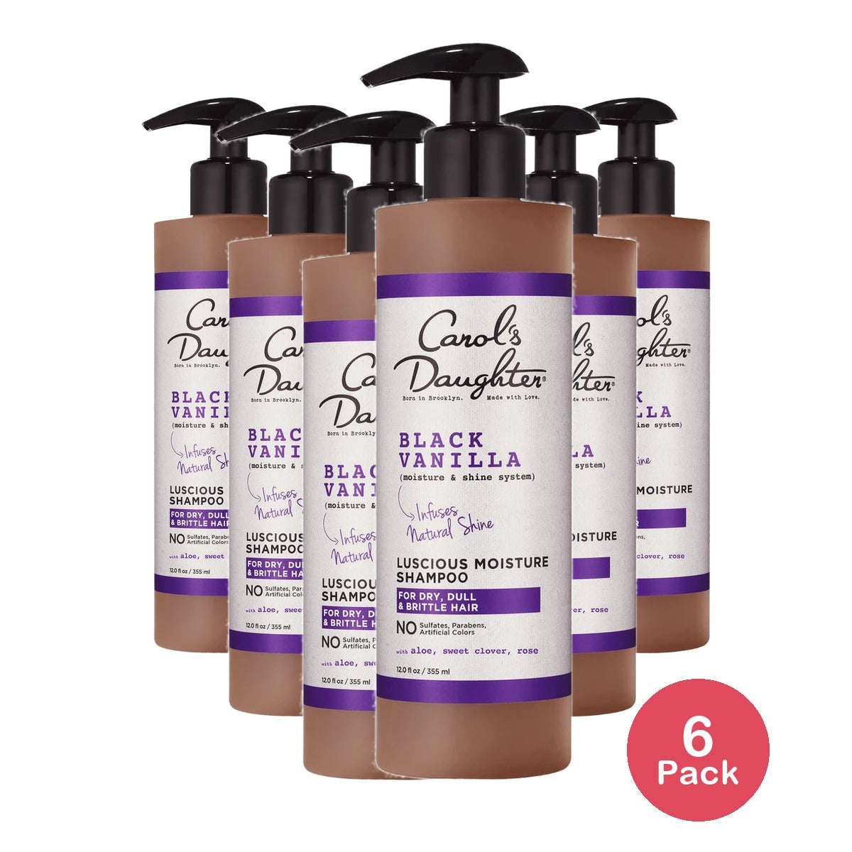 Carol's Daughter Black Vanilla Sulfate Free Moisturizing Daily Shampoo 12 Oz (Pack of 6)