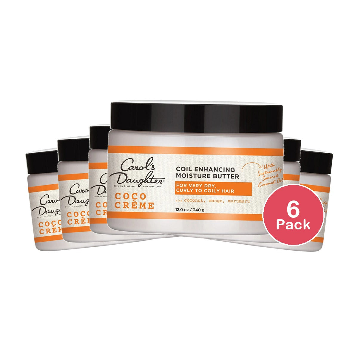 Carol's Daughter Nourishing Moisturizing Hair Styling Cream, for Dry Hair, with Coconut Oil, 12 Oz (Pack of 6)