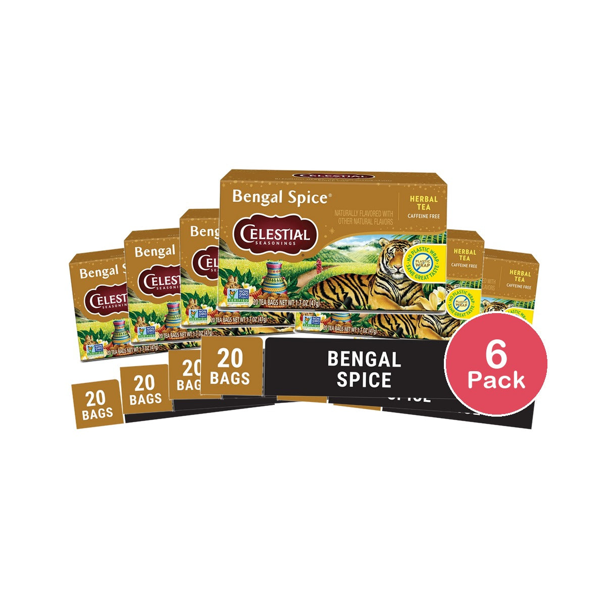 Celestial Seasonings Bengal Spice Herbal Tea 20 Count (Pack of 6)