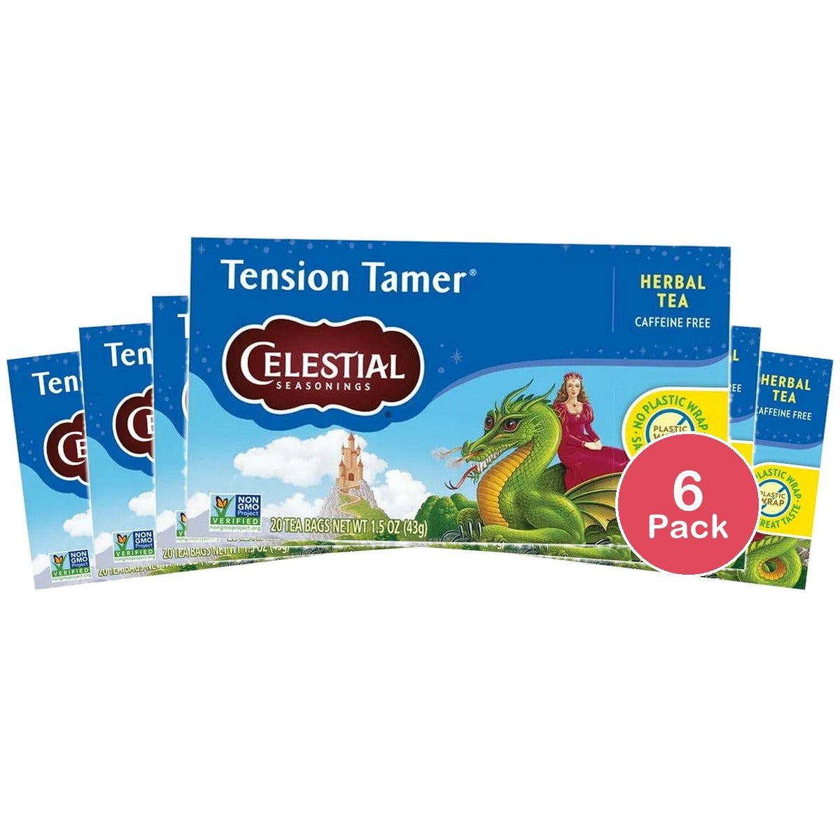 Celestial Seasonings Tension Tamer Natural Herbal Tea 20 Bags 2.6Oz (Pack Of 6)