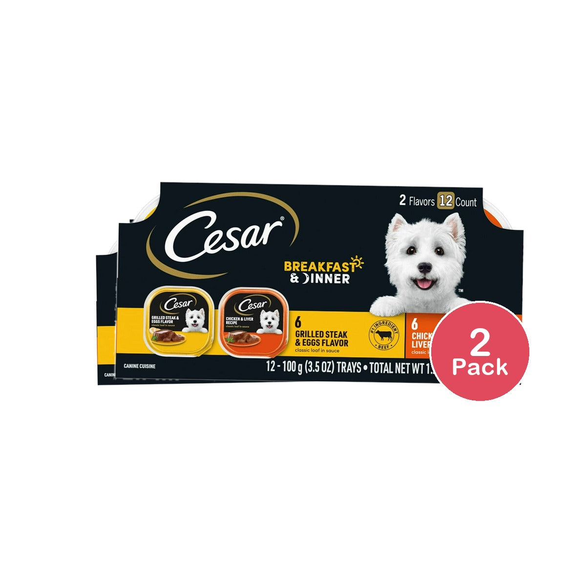 Cesar Classic Loaf In Sauce Variety Pack Steak, Liver, Chicken, Beef, Egg And Re 3.5 Oz(Pack Of 2)