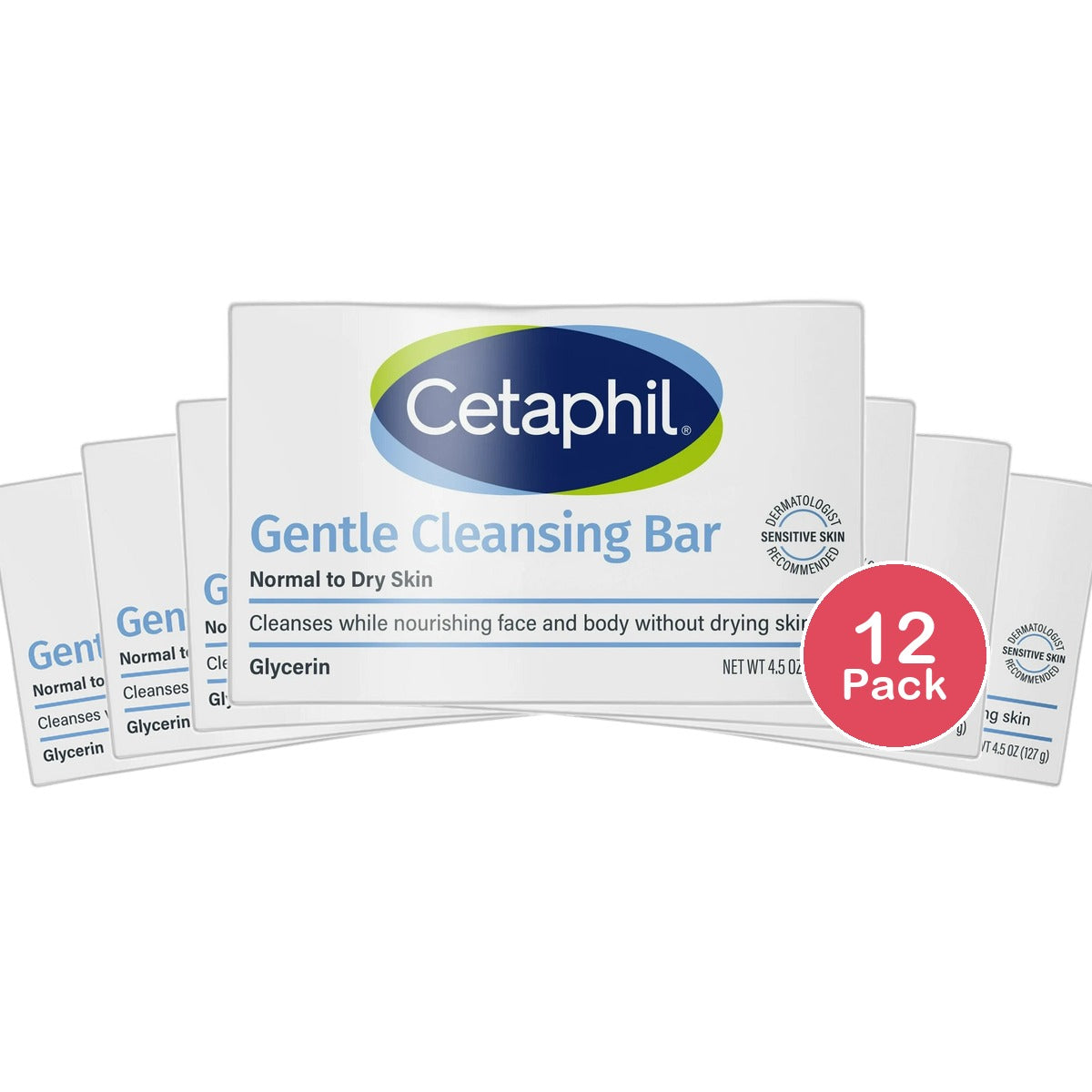 Cetaphil Gentle Cleansing Bar For Dry And Sensitive Skin4.5Oz (Pack of 12)