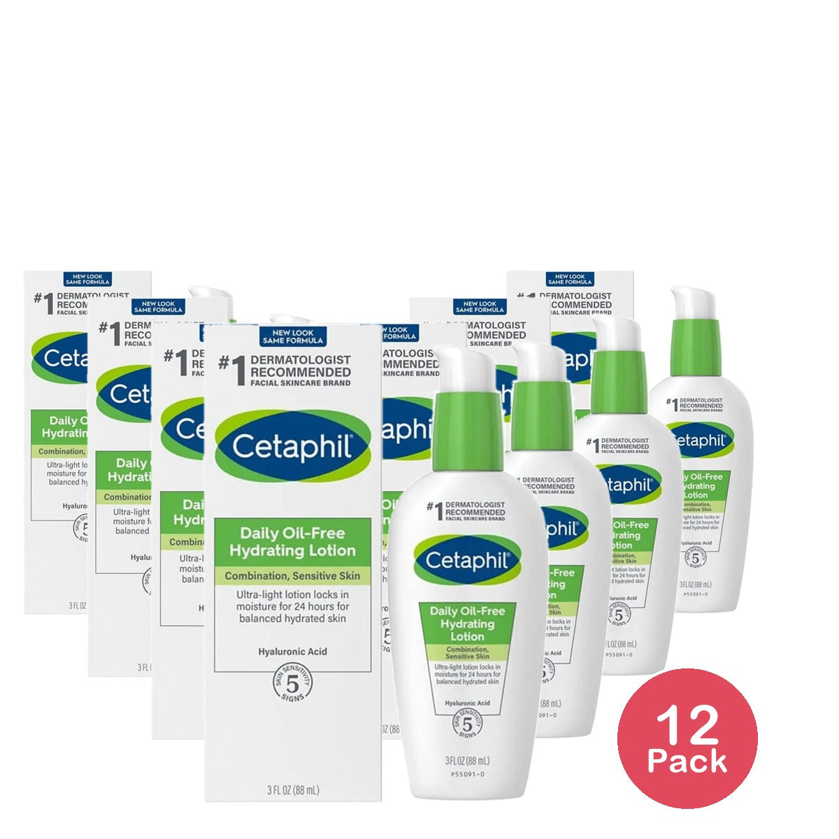Cetaphil Oil-Free Hydrating Face Lotion with Hyaluronic Acid 3Oz (Pack of 12)
