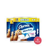 Charmin Ultra Soft Toilet Paper 12 Mega Rolls 224 Sheets Per Roll (Pack of 4)