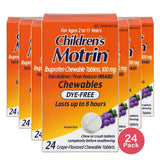 Childrens Motrin Dye Free Pain Reliever And Fever Reducer ChewableTablets Grape Flavor 4Oz (Pack of 24)
