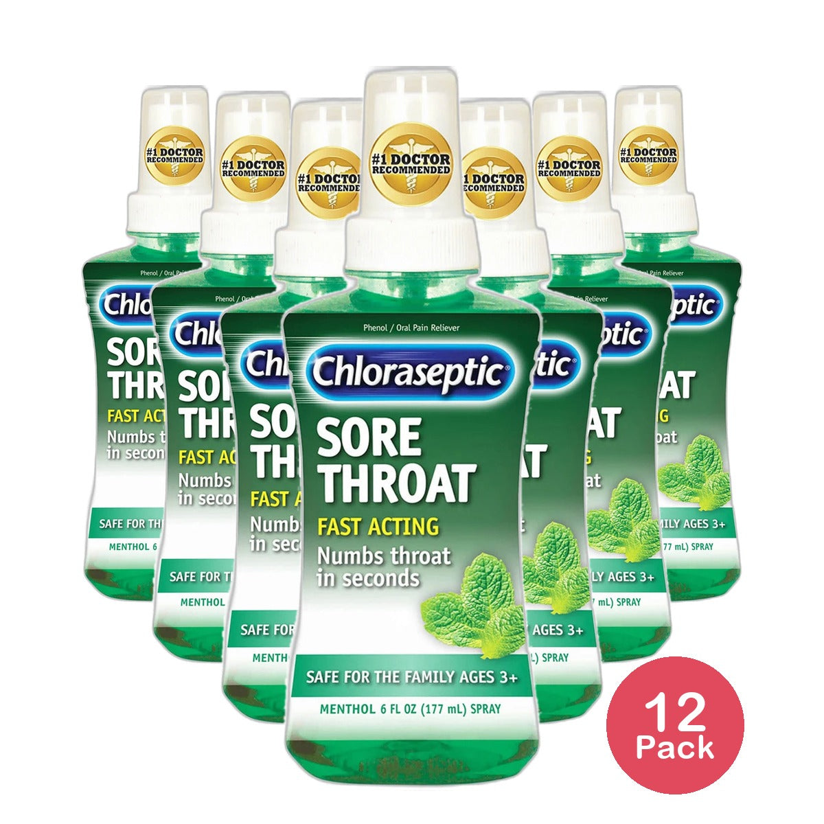 Chloraseptic Sore Throat Spray Menthol 6Oz (Pack of 12)