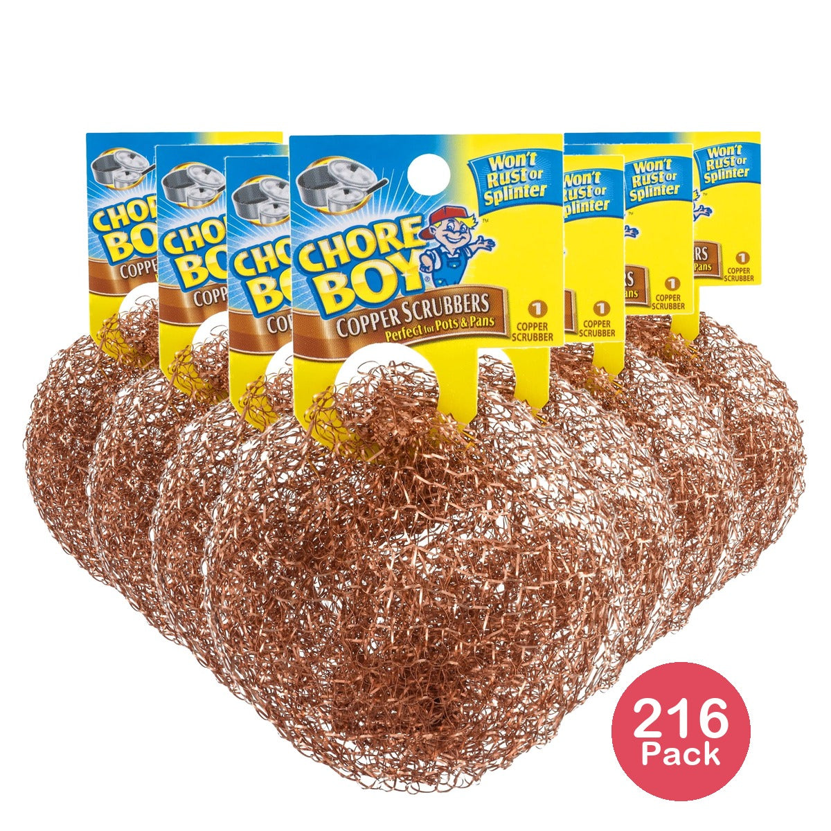 Chore Boy Ultimate Copper Scrubber Scouring Pad, Pure Copper (Pack of 216)