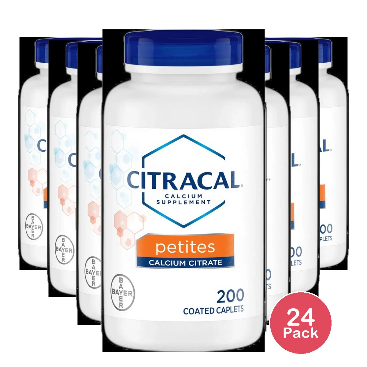 Citracal Petites Calcium Citrate with Vitamin D3, Caplets, 200 Count 6.38oz(Pack of 24)