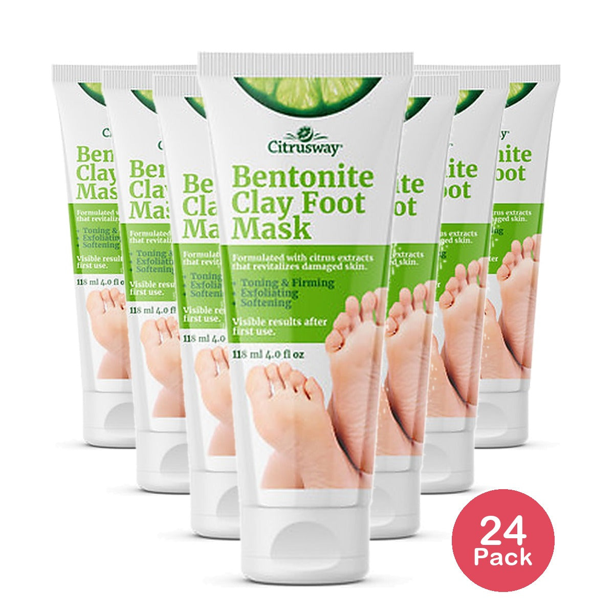 Citrusway Bentonite Clay Foot Mask 4 Fl Oz (Pack of 24)