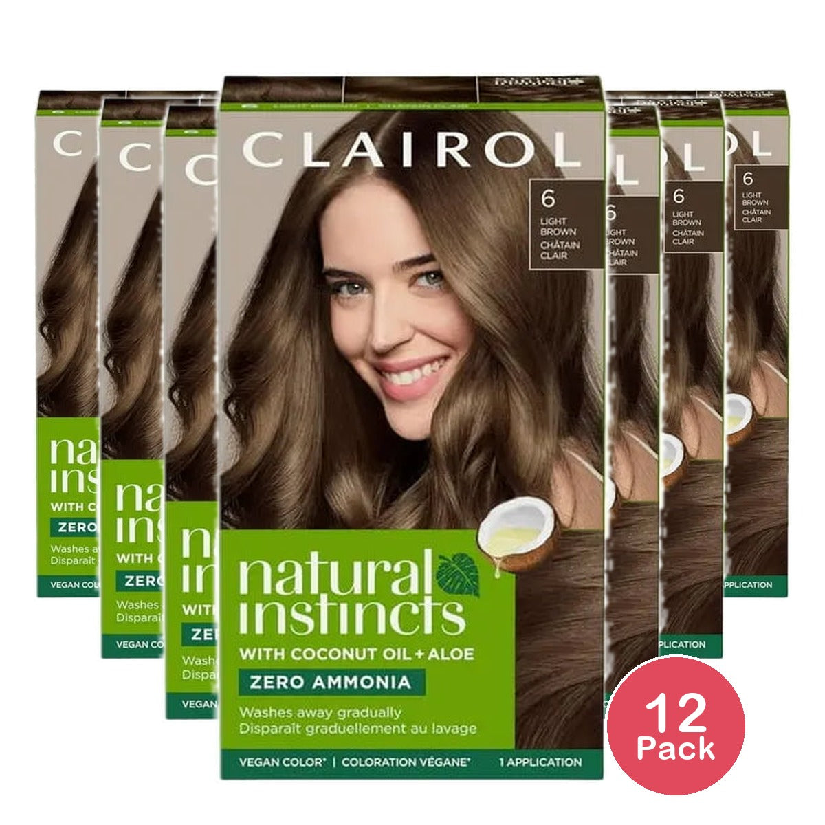 Clairol Natural Instincts Hair Color 6 Light Brown (Pack of 12)