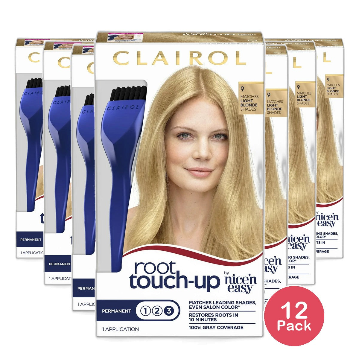 Clairol Nice &amp; Easy Root Touch Up Permanent Hair Color Creme 9 Matches Light Blonde Shades 6.26oz (Pack of 12)