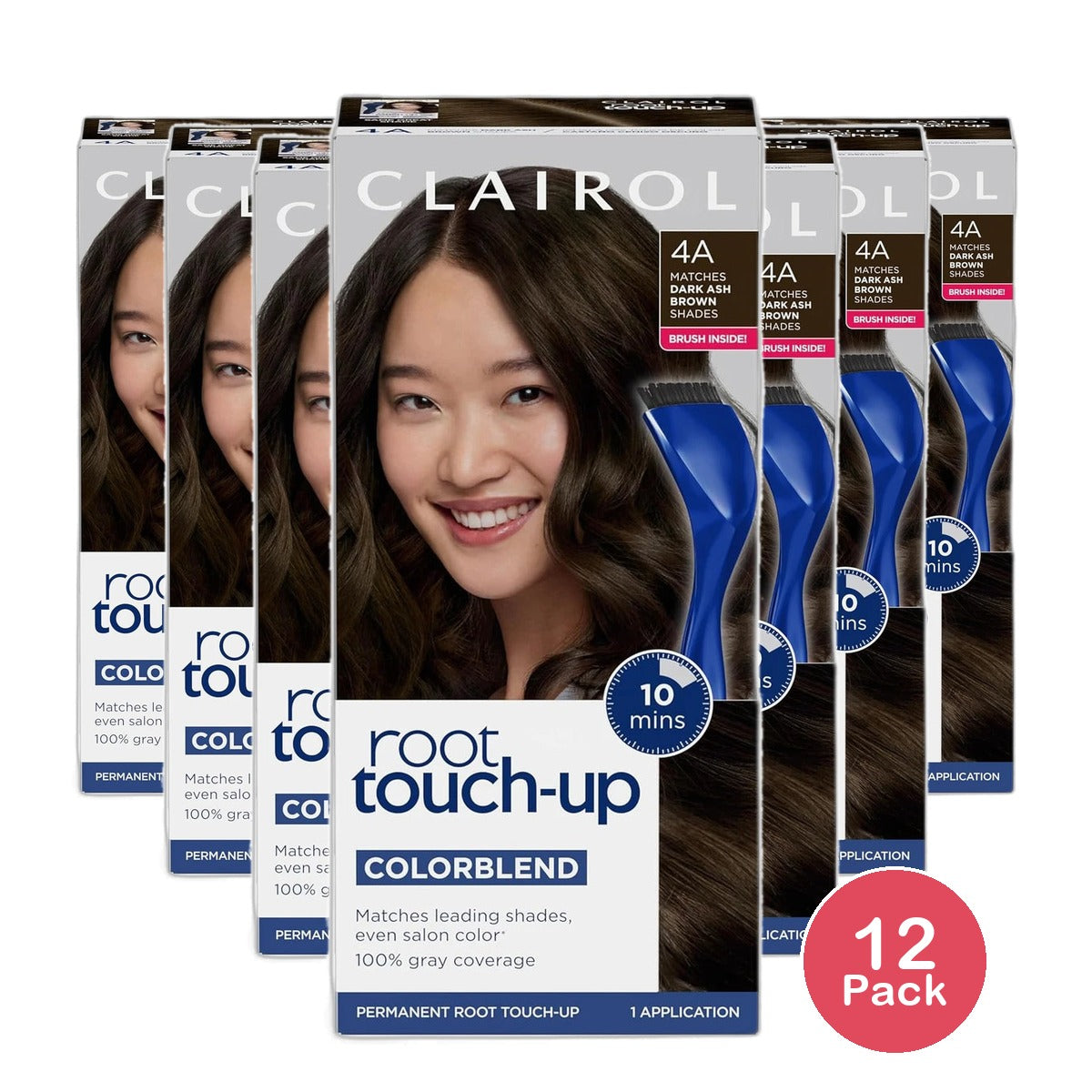 Clairol Nice & Easy Permanent Root Touch Up Kit 4A Dark Ash Brown 6.26Oz (Pack of 12)