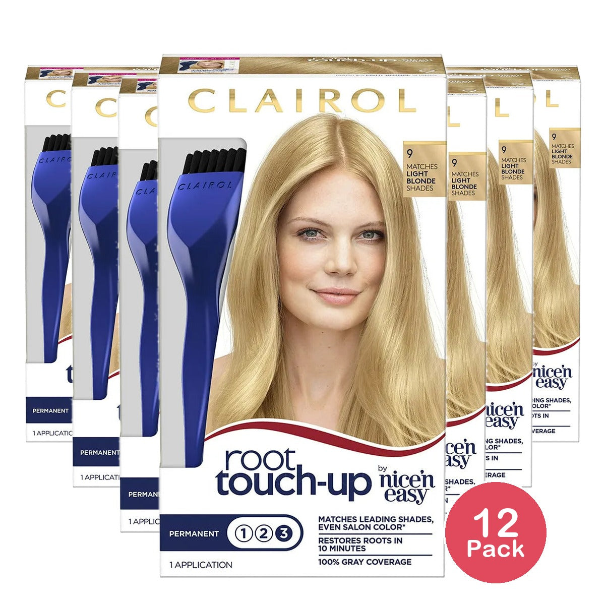 Clairol Nice & Easy Root Touch Up Permanent Hair Color Creme Light Blonde Shades 6.26Oz (Pack of 12)
