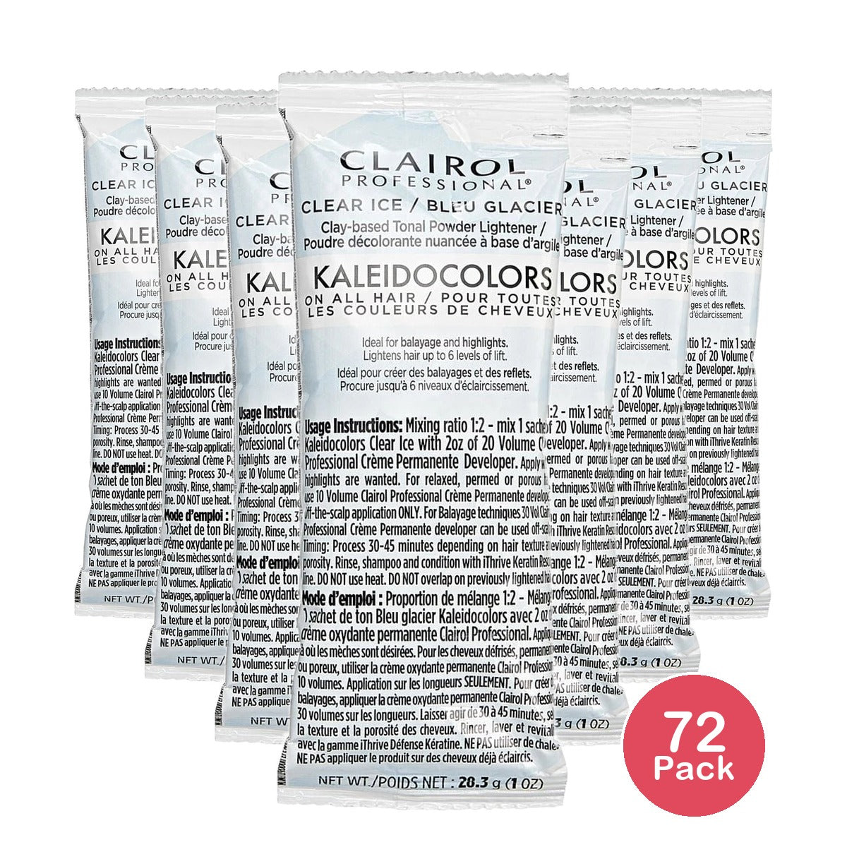 Clairol Professional Kaleidocolors - On All Hair 1 oz CLEAR ICE Powder Lightener (Pack of 72)
