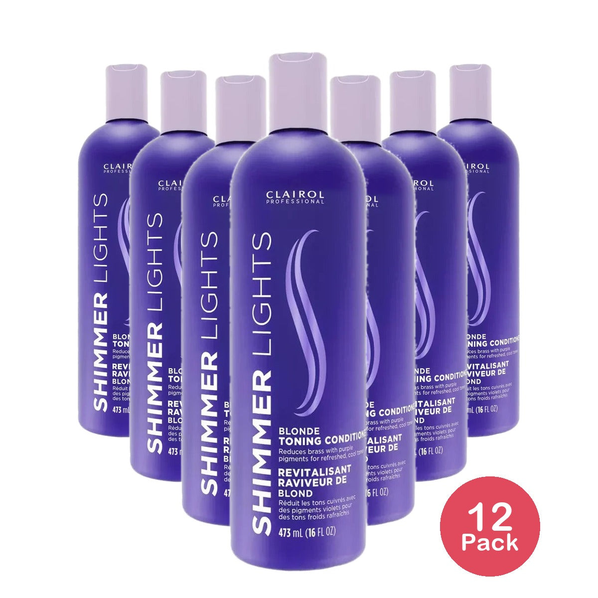 Clairol Professional Shimmer Lights Blonde Toning Conditioner - 16 fl oz 16 Fl.Oz (Pack of 12)