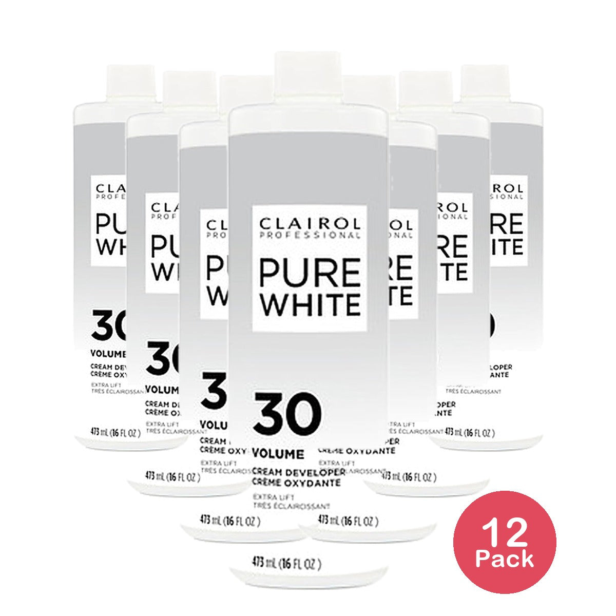 Clairol Pure White 30 Volume Creme Developer 16 Oz (Pack of 12)