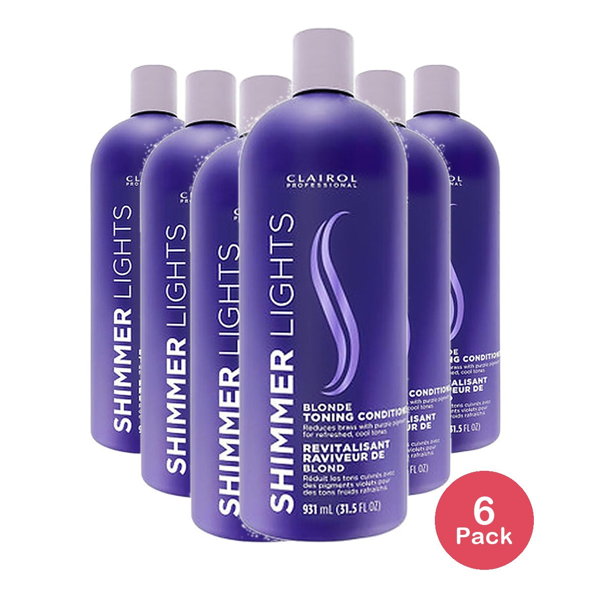 Clairol Shimmer Lights Blonde Toning Conditioner 31.5 Oz (Pack of 6)