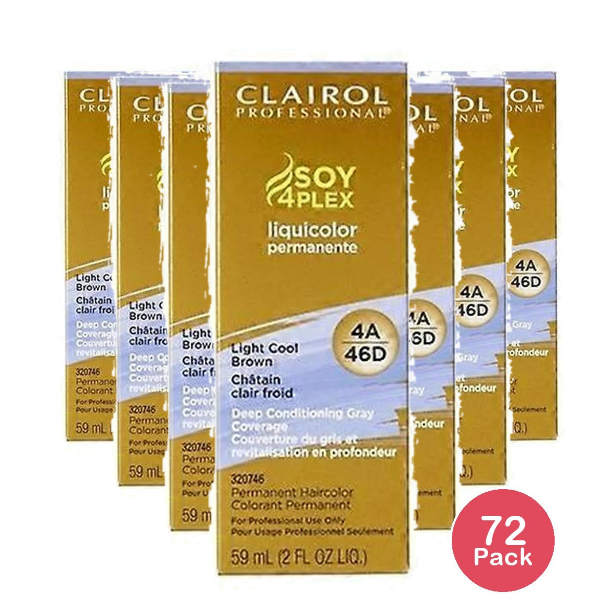 Clairol Soy 4Plex Liquicolor Permanente 4A/46D Light Cool Brown 2 Fl. Oz (Pack of 72)