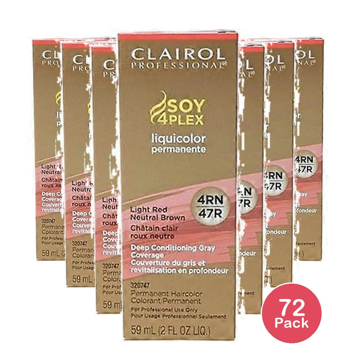 Clairol Soy4PLEX #4RN/47R - Light Red Neutral Brown 2oz 2 Fl. Oz (Pack of 72)