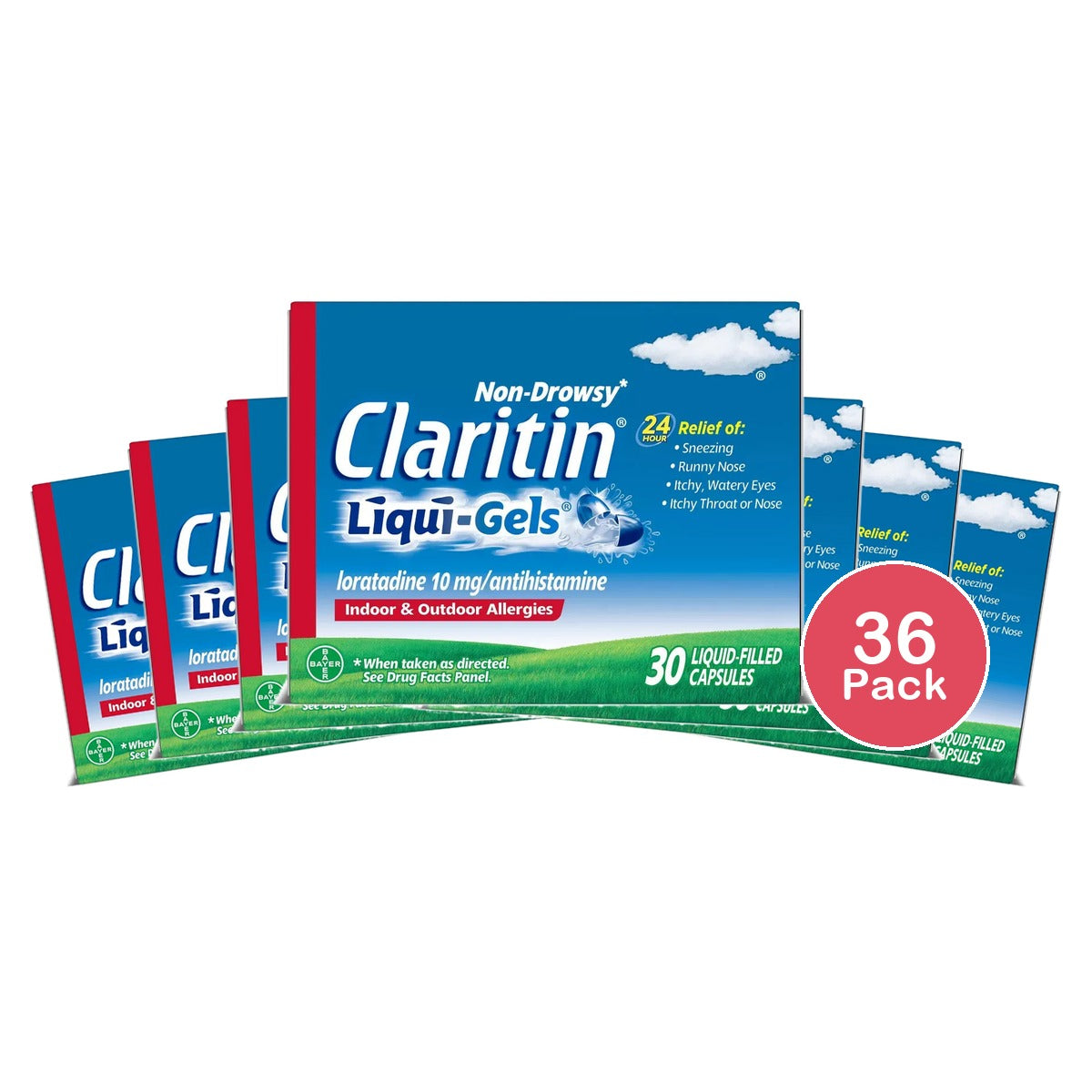 Claritin Allergy Relief 24 Hour Non-Drowsy Loratadine Tablets (Pack of 36)