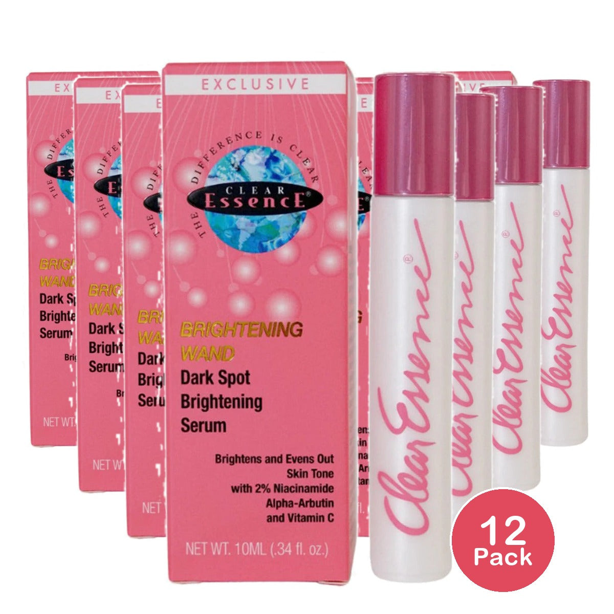 Clear Essence Dark Spot Brightening Serum Wand with Rollerball Design Oily 0.34. Oz (Pack of 12)