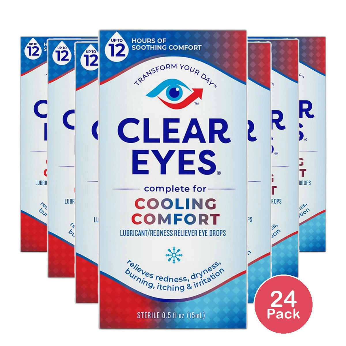 Clear Eyes Cooling Comfort Redness Relief Eye Drops0.5Oz (Pack Of 24)