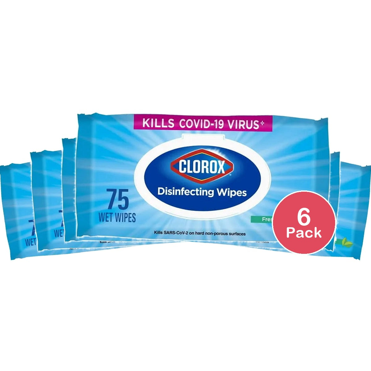 Clorox Fresh Scent Disinfecting Wipes - 75ct 3.73Oz (Pack of 6)