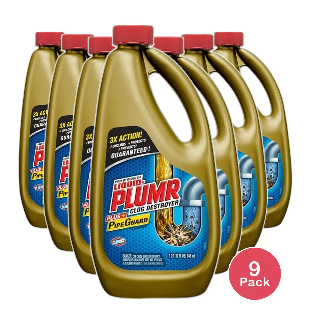 Clorox Professional Strength Liquid Plumr Gel Clog Remover 32Oz (Pack of 9)