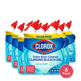 Clorox Toilet Bowl Cleaner Clinging Bleach Gel Ocean Mist 24 fl 2 Pack (Pack of 6)