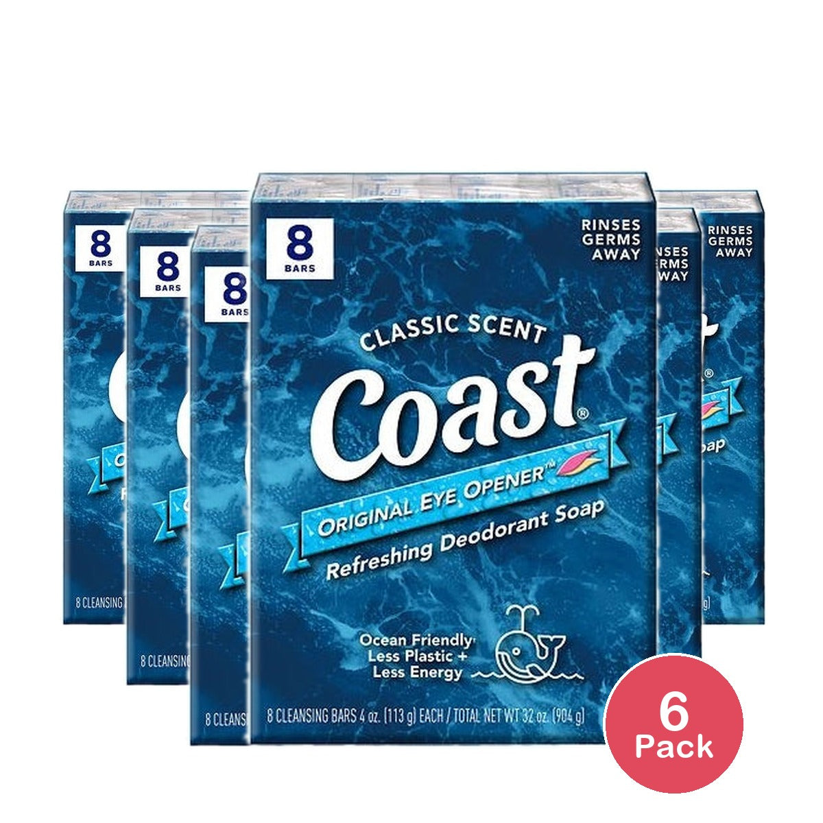 Coast 8-Bar Bath Size Soap, Pacific Force, 4 oz (Pack of 6)