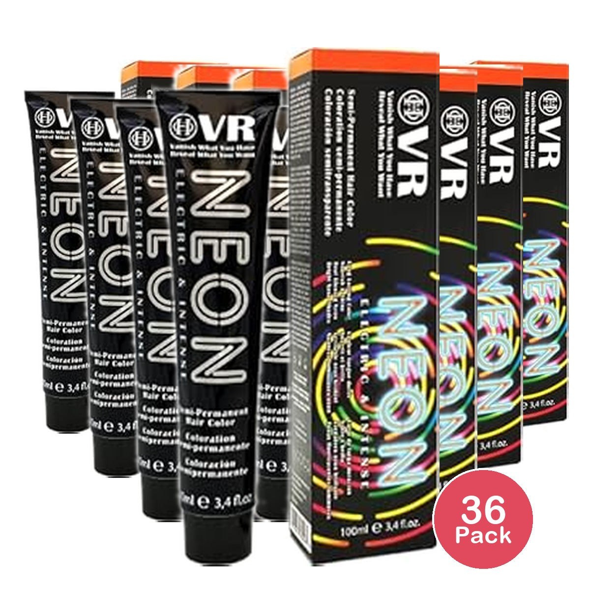 Coco-Honey VR Neon Semi-Permanent Hair Color 3.4 Oz (Pack of 36)