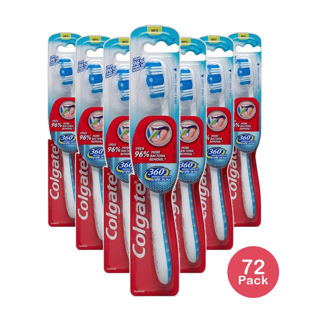 Colgate 360 Degree Full Head Toothbrush Medium 2.08Oz (Pack of 72)