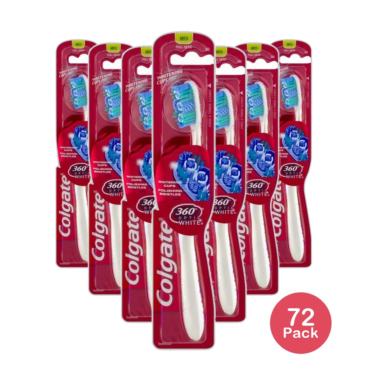 Colgate 360 Optic White Full Head Adult Toothbrush Medium 4.16oz (Pack of 72)