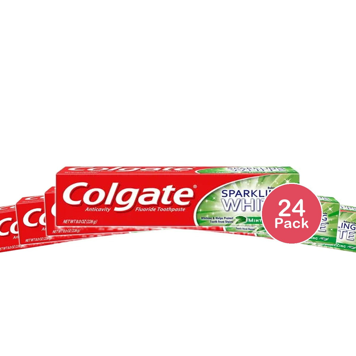 Colgate Anticavity Sparkling White Gel Fluoride Toothpaste Mint Zing 8Oz (Pack of 24)
