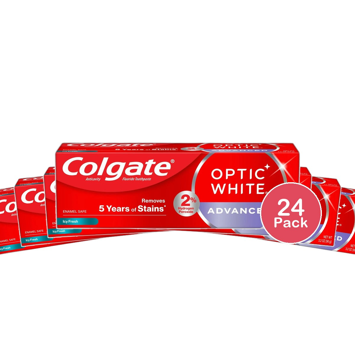 Colgate Optic White Advanced Whitening Toothpaste Icy Fresh 3.2Oz (Pack of 24)