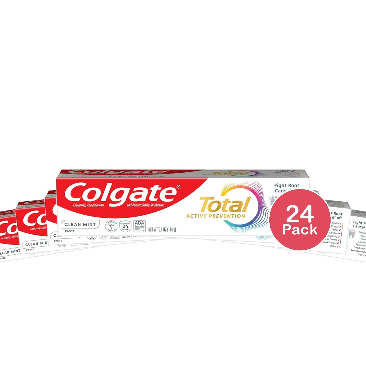 Colgate Total Active Prevention Clean Mint Toothpaste 5.1 Oz (Pack of 24)