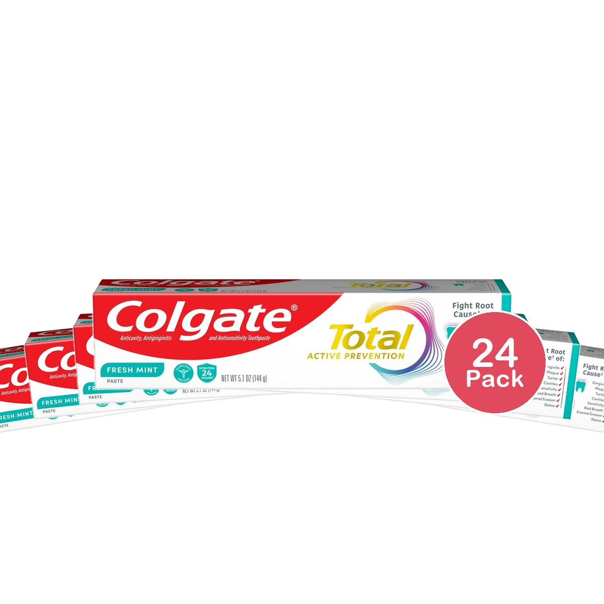 Colgate Total Active Prevention Fresh Mint Toothpaste 5.1 Oz (Pack of 24)