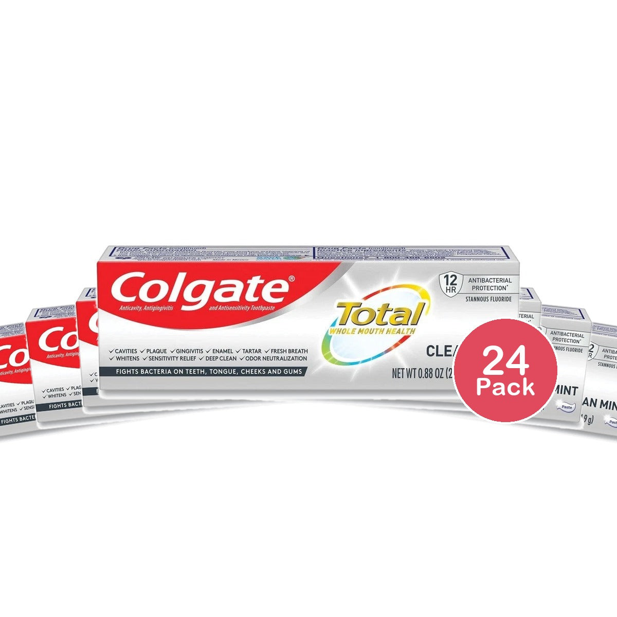 Colgate Total Clean Mint Toothpaste Whitening Travel Toothpaste 1 Pack 0.88 Oz (Pack of 24)