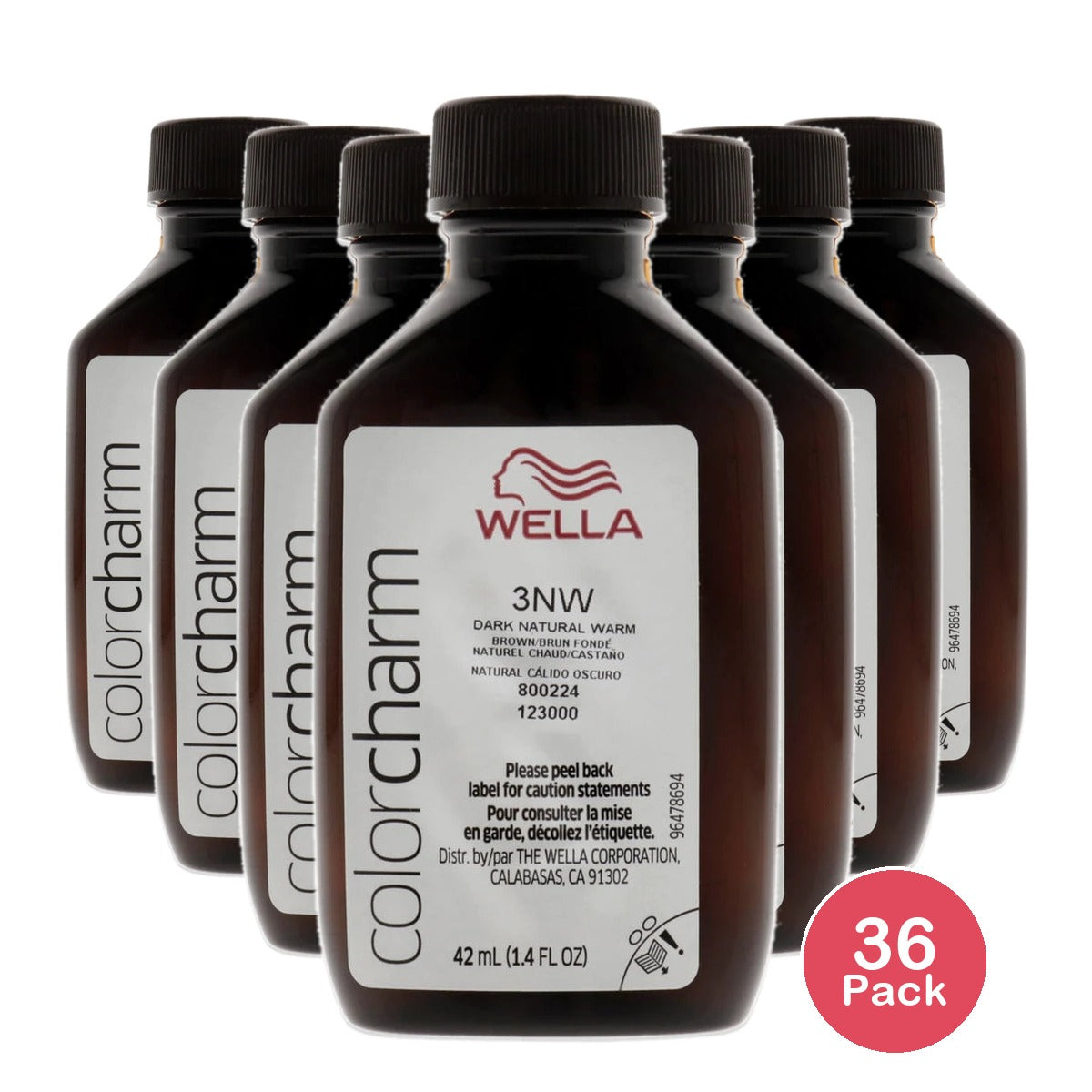 Color Charm Permanent Liquid Haircolor - 3NW Dark Natural Warm Brown 1.4. Oz (Pack of 36)
