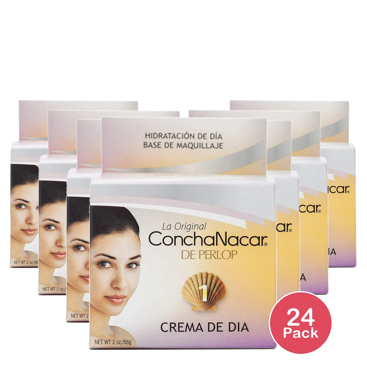 Concha Nacar Crema De Dia No.1 Day Face Cream Moisturizer Hydrates Protects 2 Oz (Pack of 24)