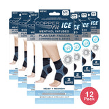 Copper Fit Ice Plantar Fascia Ankle Compression Sleeve Brace Black Small/Mediu (Pack of 12)